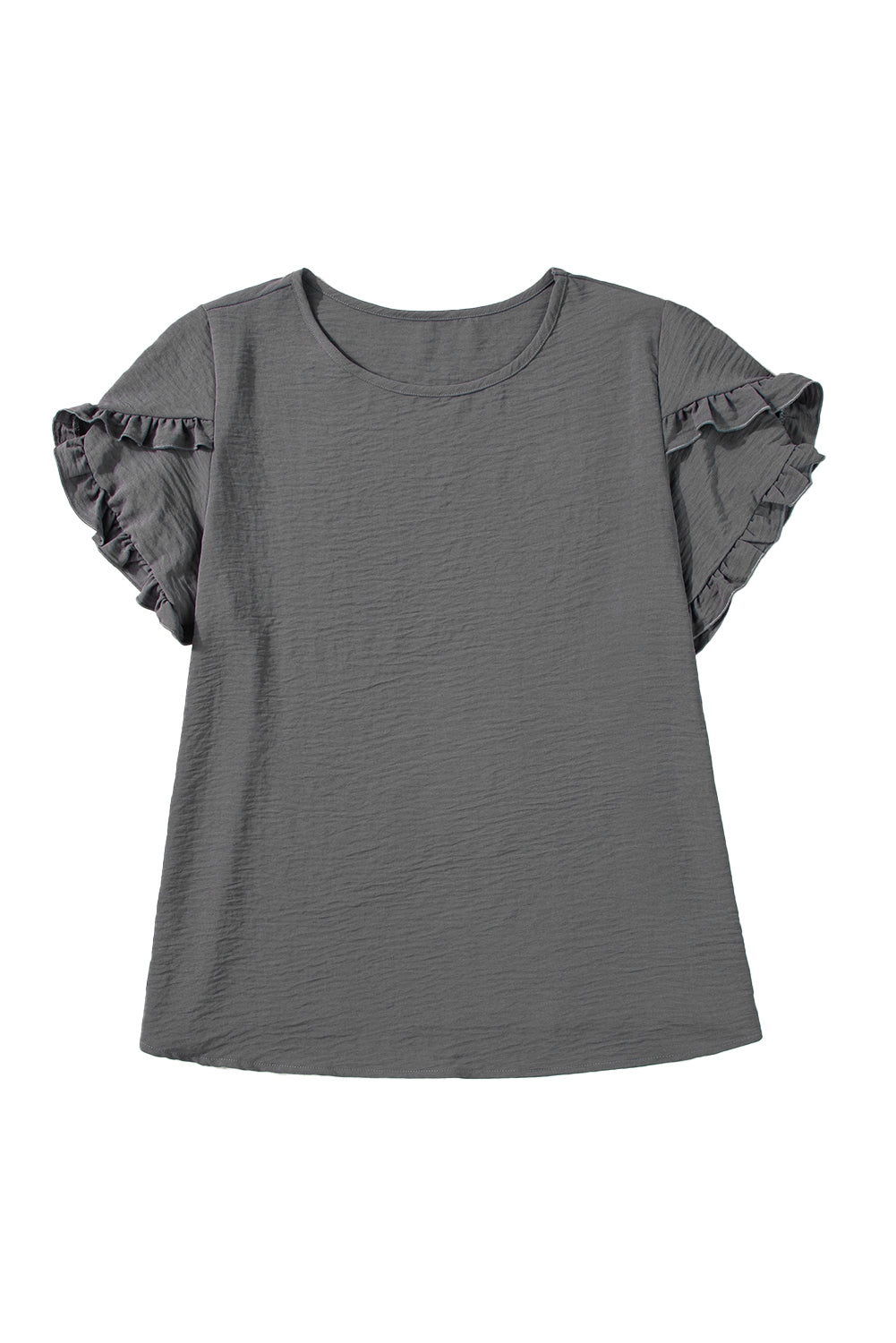 Black Ruffled Short Sleeve Plus Size Top