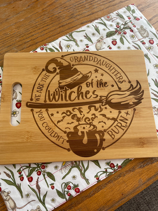 Witchy Bamboo Cutting Board "Witches' Wisdom"