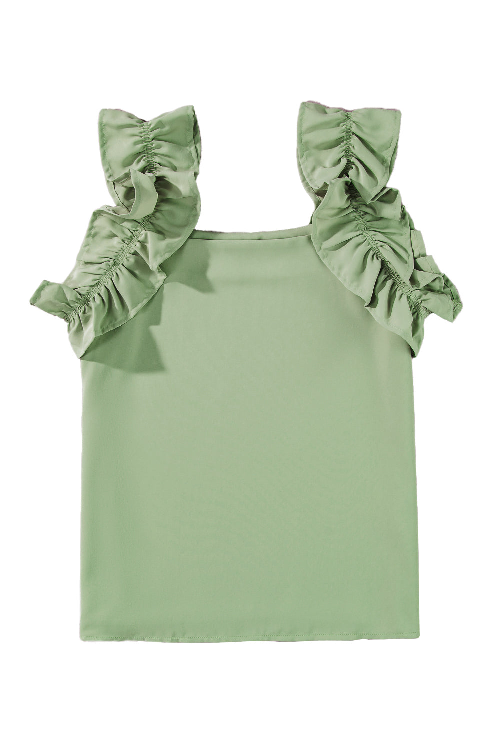 Oatmeal Solid Ruffle Trim Sleeveless Blouse